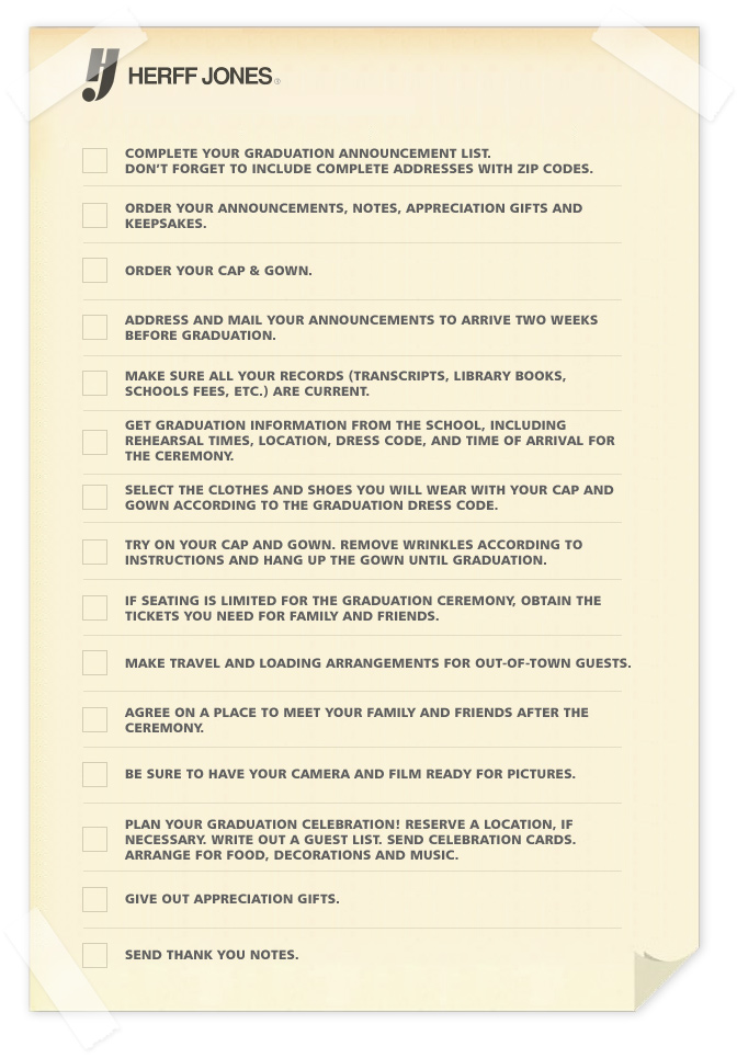List for the Grad Checklist